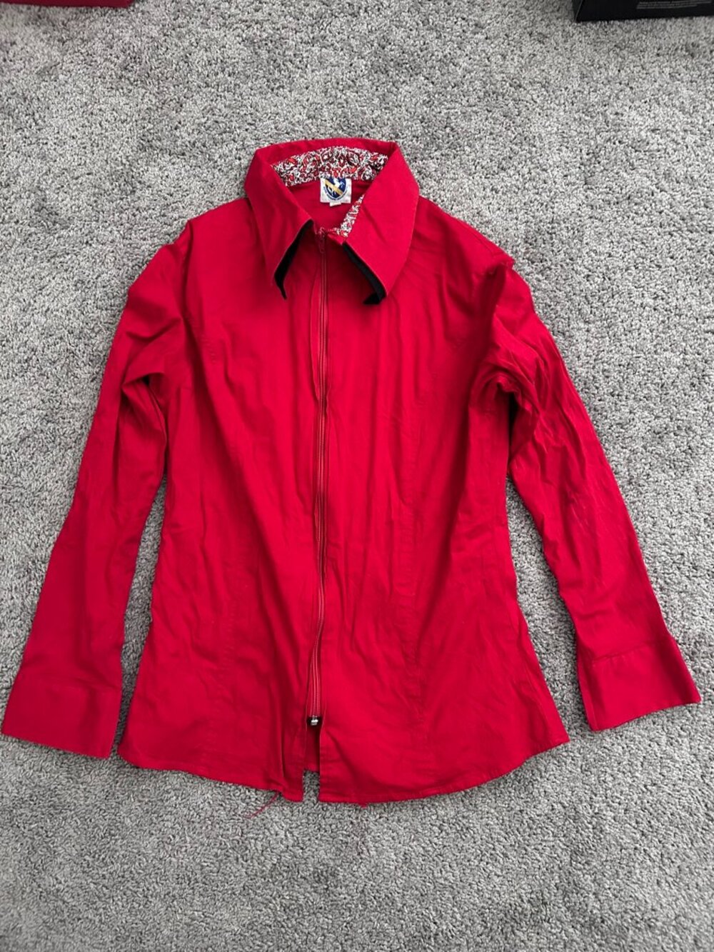 Royal Highness Equestrian Cotton Zip Front Double Collar Red Show Shirt 2X